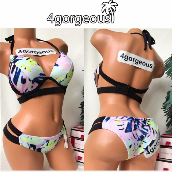 VS 34a,32c/S BANDED PUSH UP BIKINI SET PALM ITSY